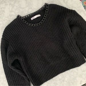 Zara Black Chain Knit Sweater